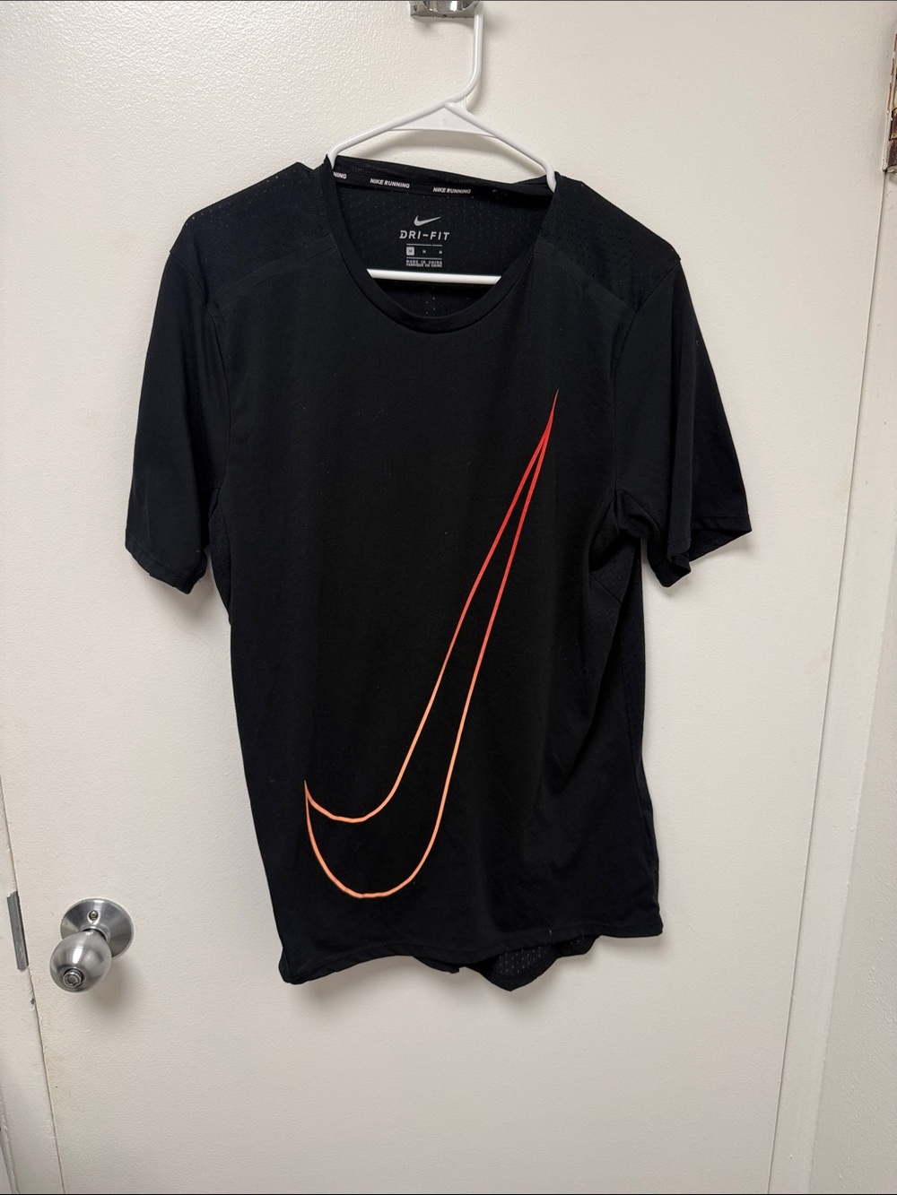 Nike Dri-FIT Men’s Black Athletic Tee with Orange Swoosh